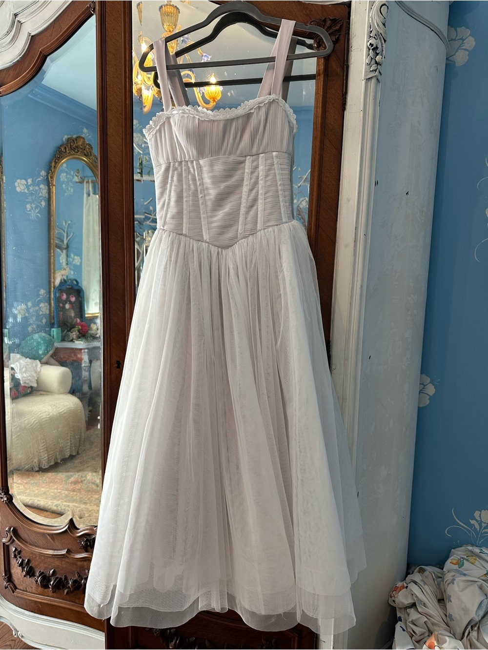 BHLDN White Tulle Dress with Sweetheart Bodice
